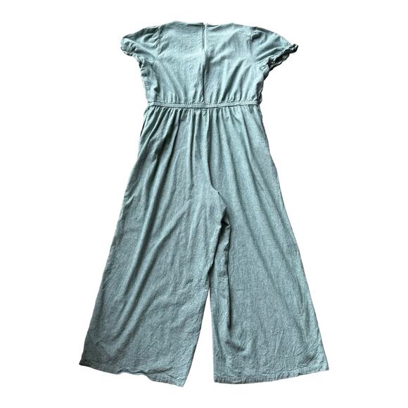 Lane Bryant V neck short Puff-Sleeve Linen Jumpsuit in green size 22 - Picture 6 of 9